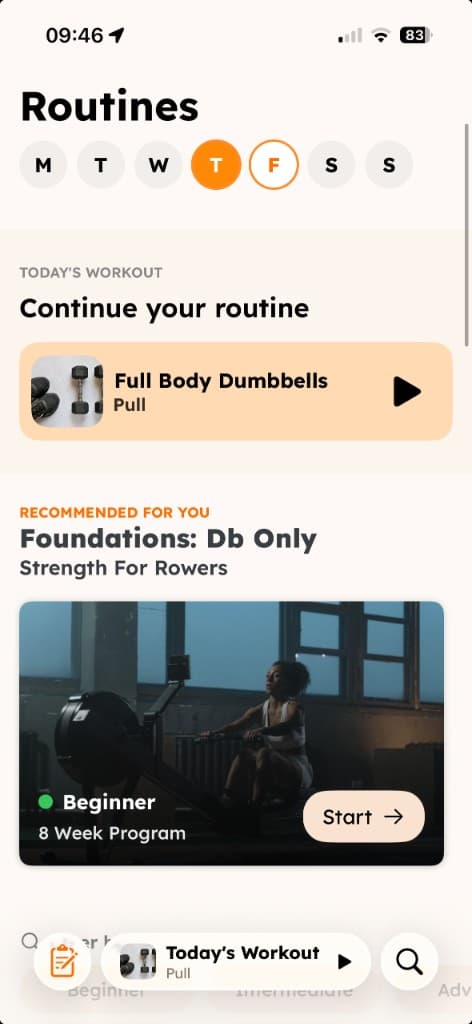 Strength Training Workouts routines screen