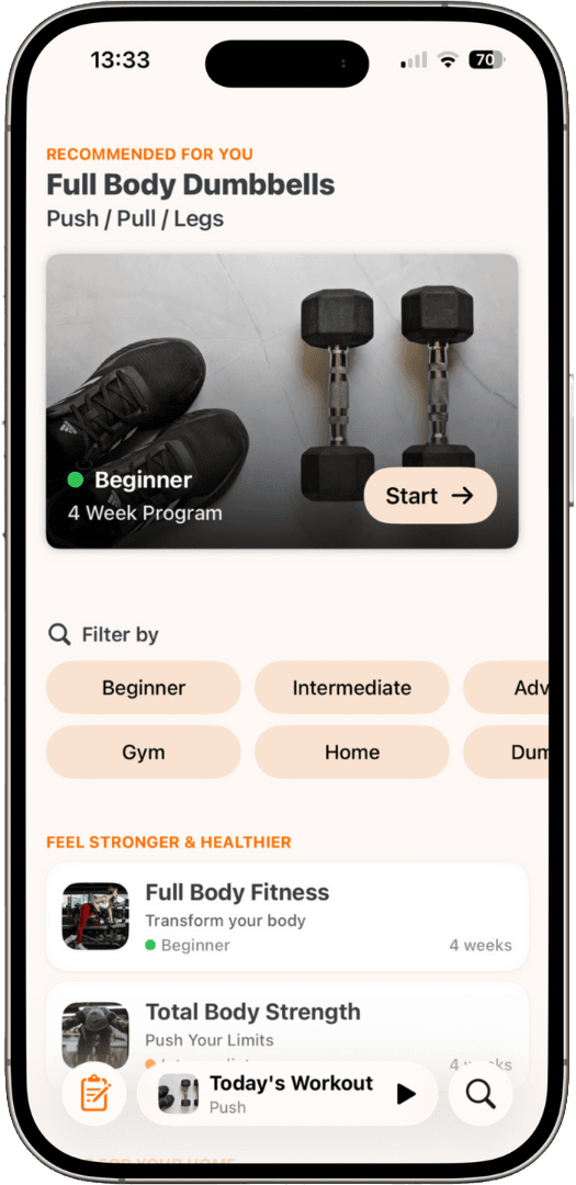 Strength workouts app